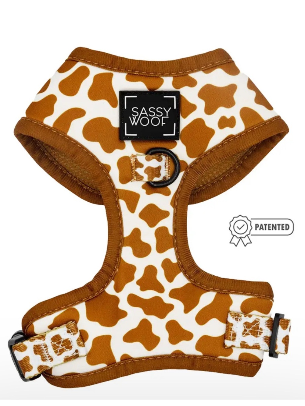 Sassy Woof Giraffe Print Dog Harness in Brown & White